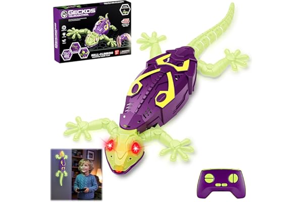Qrooper Wall Climbing Gecko, Glow in The Dark Lizard, RC Cars Toys for Kids Ages 5-8,Wall Crawler Robot Geckos,Fun Kids Toys,