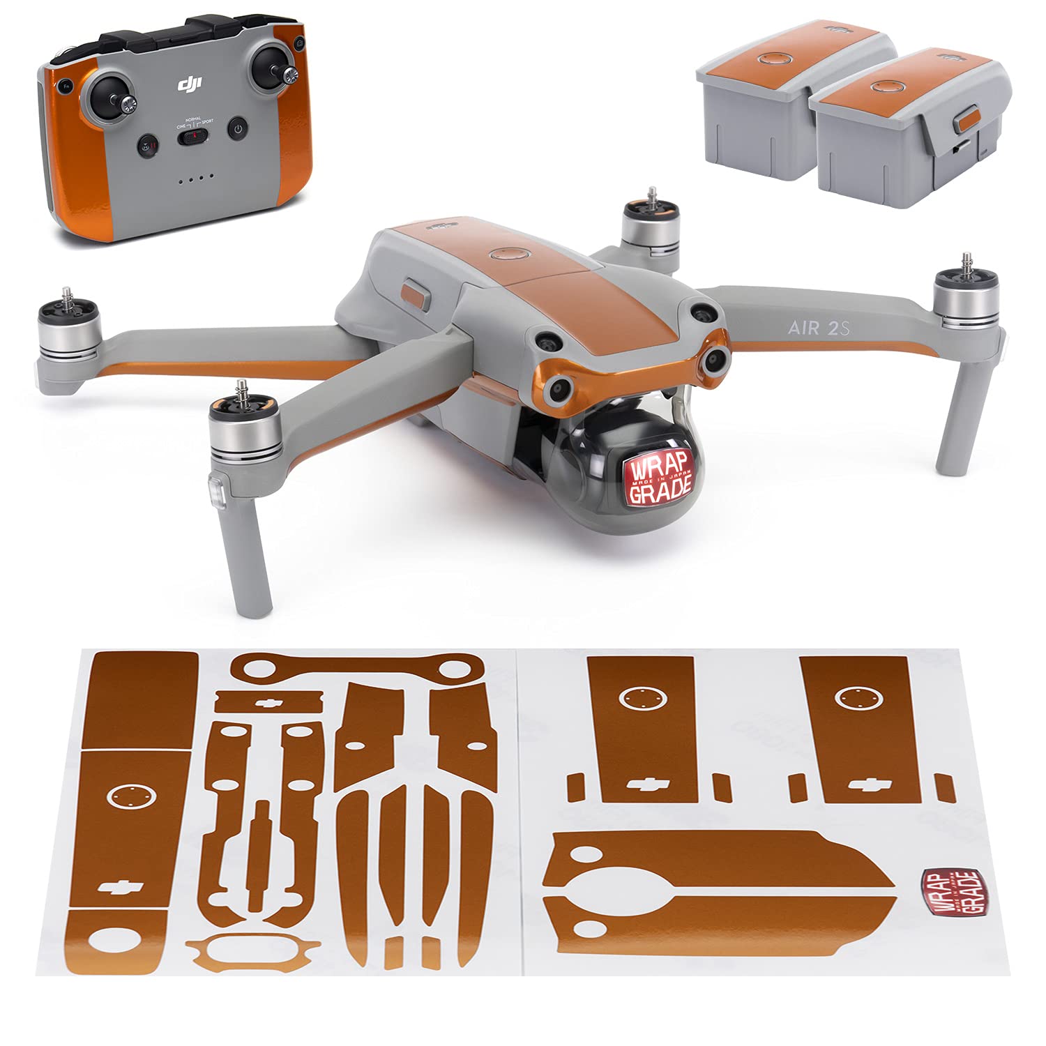 Wrapgrade Skin compatible with DJI Air 2S | Accent Color B (BUTTERFLY COPPER)