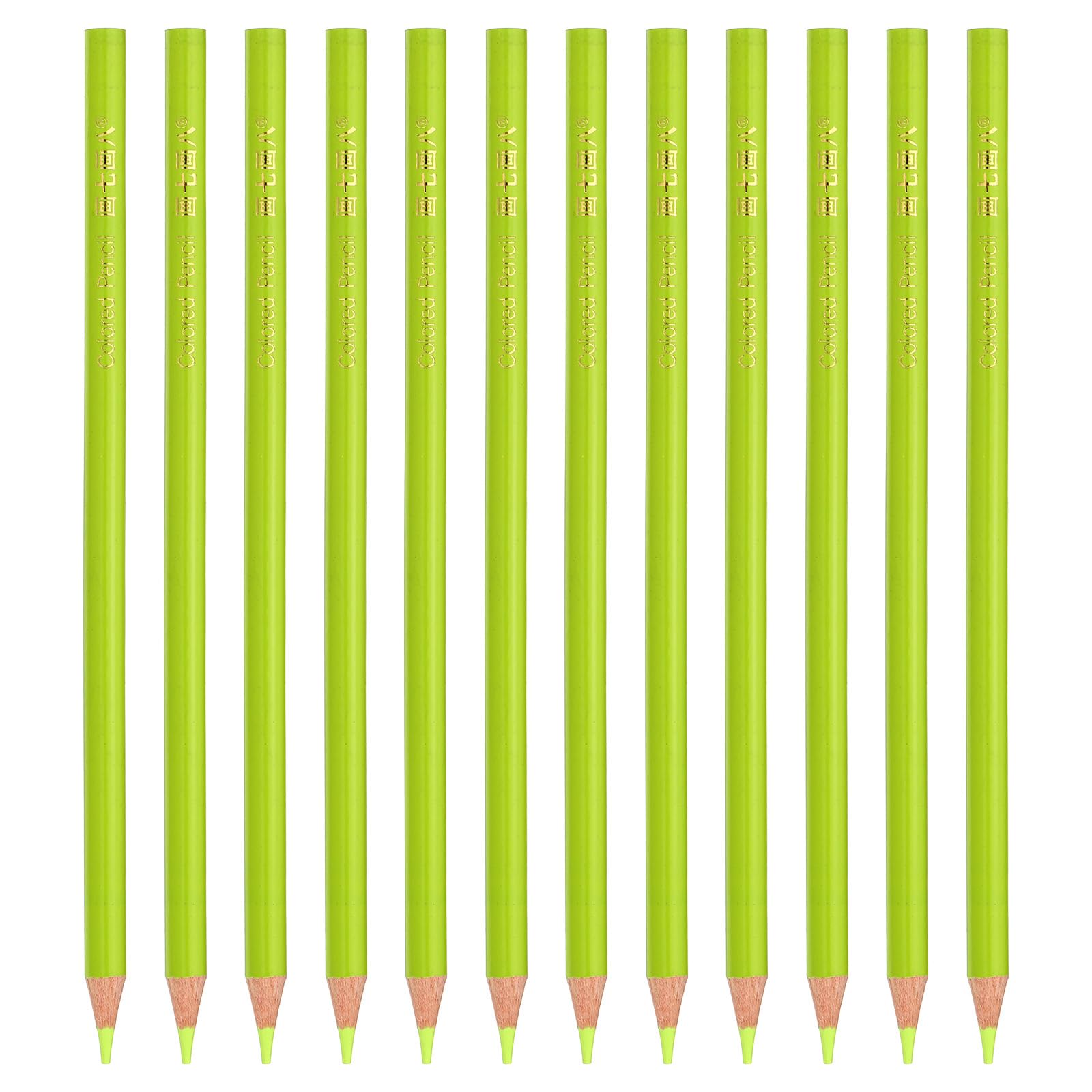 PATIKIL Light Green Colored Pencils Set,12 Pcs Oil Color Pencils Wooden Coloring Drawing Pencil for Artists Art Painting