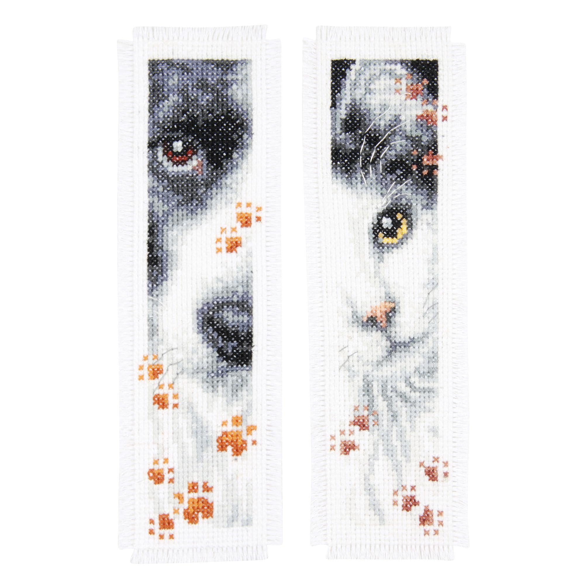 Vervaco Bookmark Cross Stitch Embroidery Kits Counted Cross Stitch Set Dog and Cat 2-Piece DIY Set Adult Embroidery Reading Accessories Gift Counted Pattern Pack Approx. 6 x 20 cm Embroidery Kit for