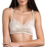 SilRiver Silk Deep V Lace Bralette for Women Lined Bra No Underwire - Comfortable Natural Feeling Underwear