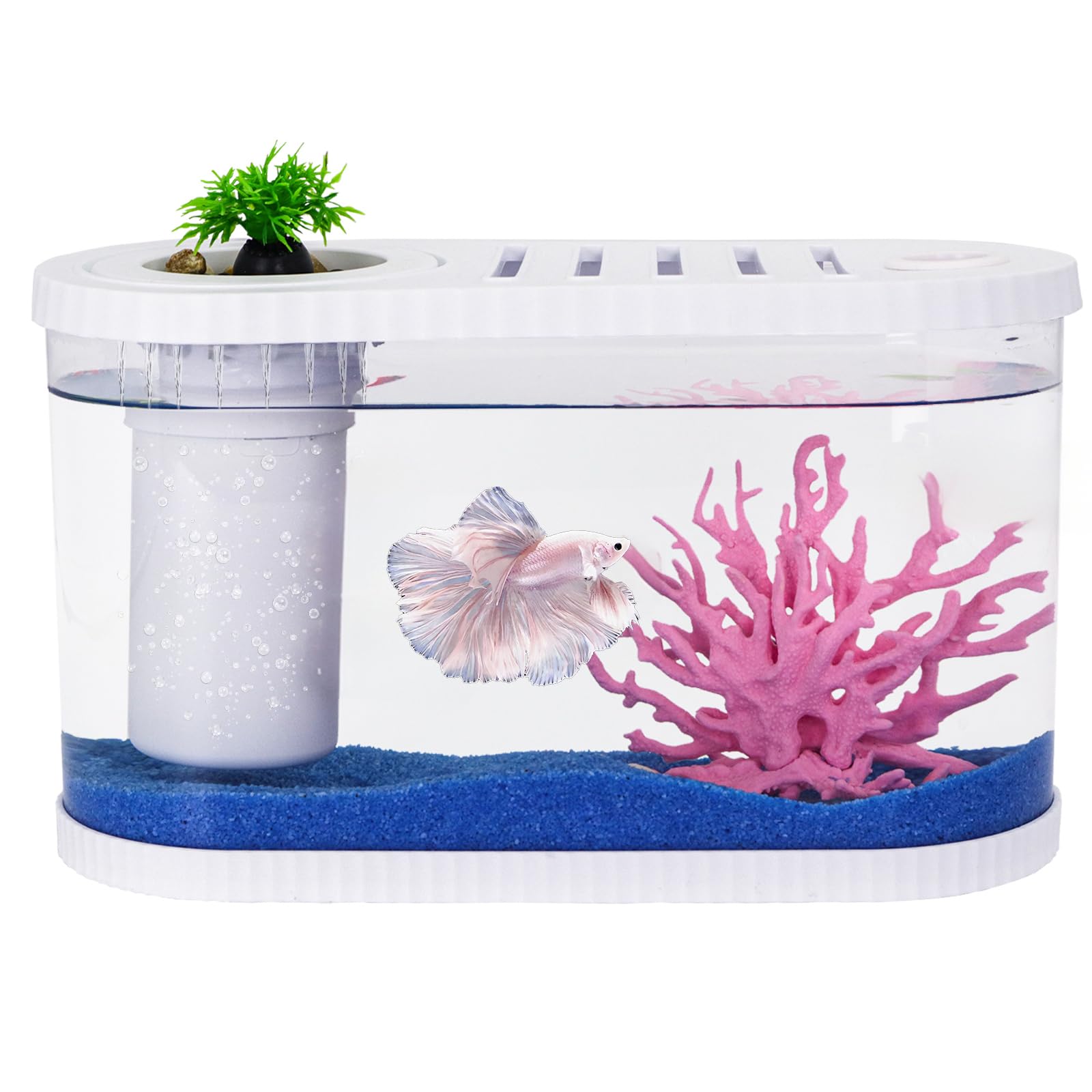 Photo 1 of ** SOLD AS IS, NO REFUND/RETURN** SEE COMMENTS!
2.2 Gallon Fish Tank Kits,Small Aquarium Starter Kit,Nano Desktop Tank with Quiet Filter, Lid,Color-Changing Light&Decor for Betta Shrimp Guppy Jellyfish Goldfish Beta(12.6 * 7 * 5.6 Inch)