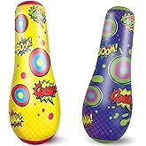 2 Pack Inflatable Bopper, 47 Inches Kids Punching Bag with Bounce-Back Action, Inflatable Punching Bag for Kids Presents