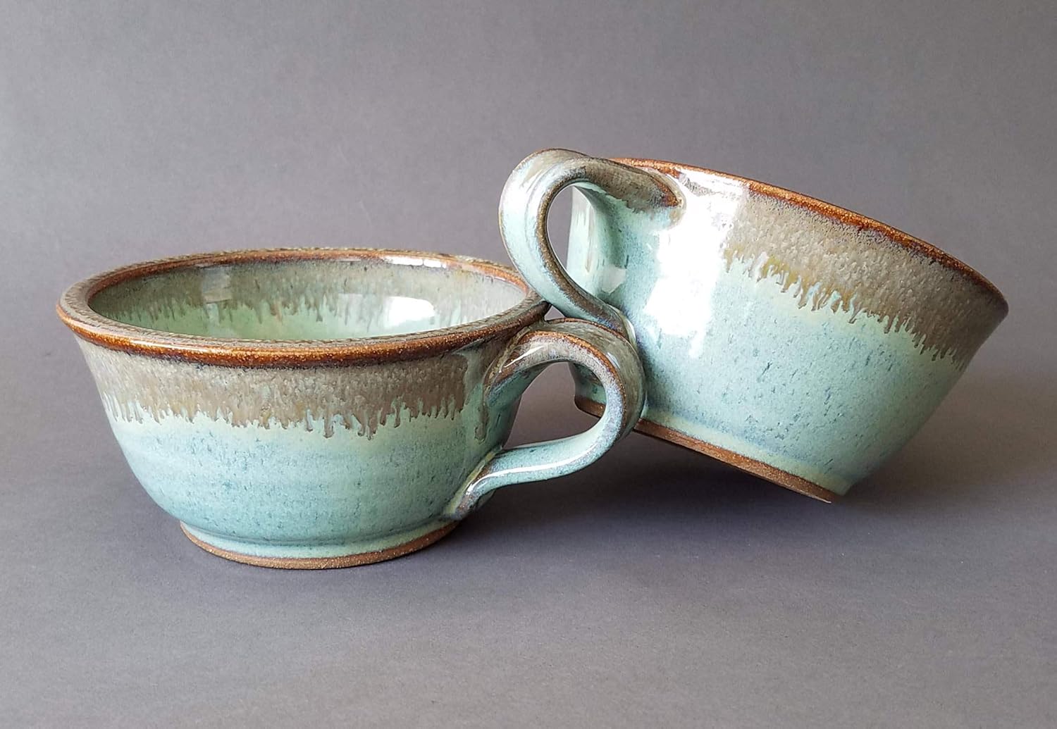 Soup Bowls With Handles Set of 2 Deep Large Chowder Mug