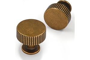 Asimerdeco 10 Pack Antique Brass Cabinet Knobs Single Hole Cabinet Pulls Round Kitchen Cabinet Knobs Drawer Knobs Dresser Kno