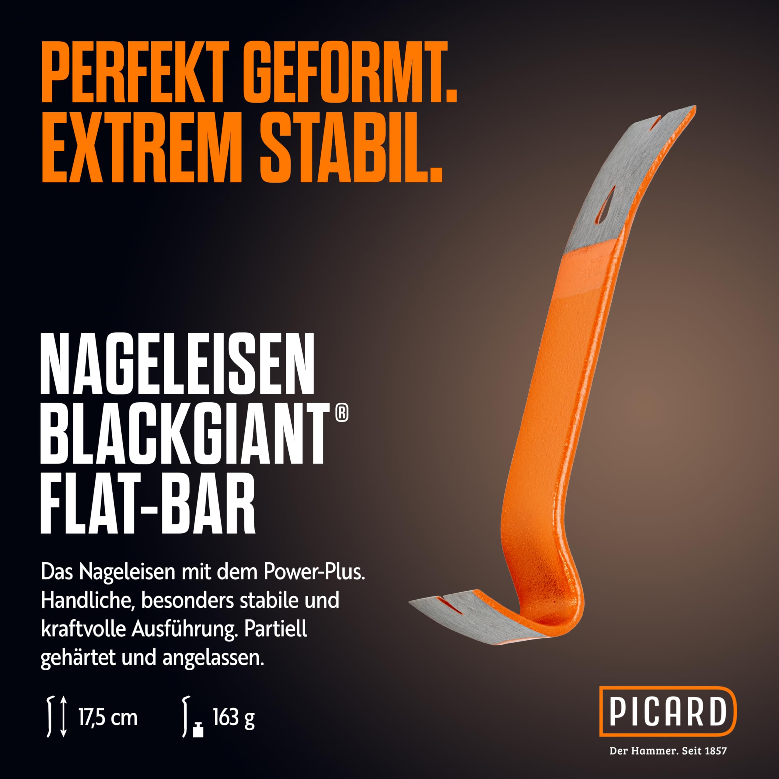 PICARD Latthammer Nr. 298 + Nageleisen | 600 g Kopfgewicht | Geraute Bahn | Magnetischer Nagelhalter | Korrosionsgeschützt | Chrom-Molybdän-Stahlrohrstiel | GS-geprüft | Länge 320 mm | Made in Germany 5