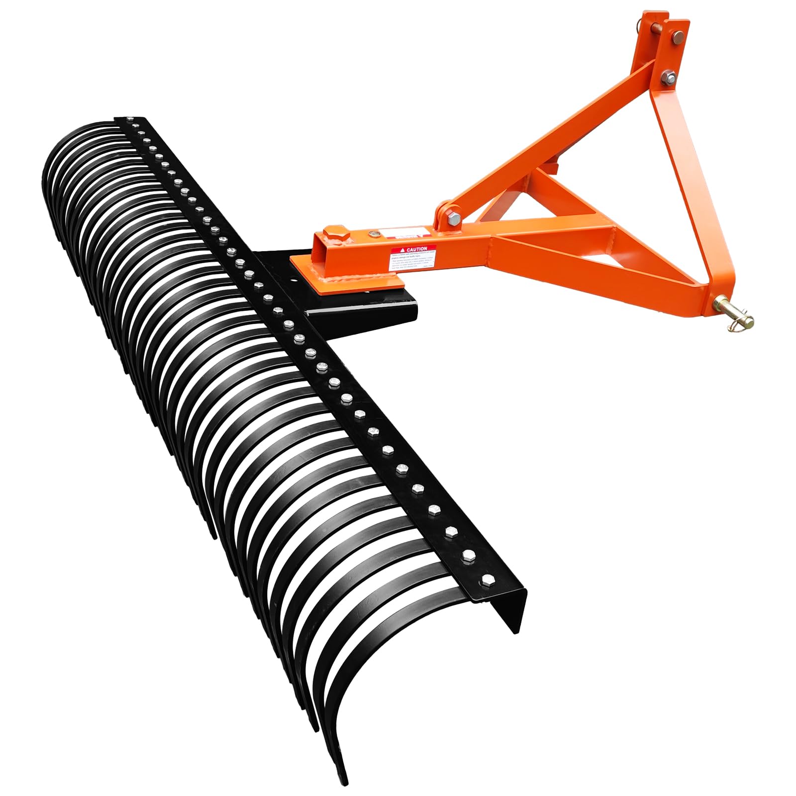 Photo 1 of **SELLING FOR PARTS AS PARTIAL SET. MISSING HARDWARE**BouPower 6FT Landscape Rake for Tractor,3-Point Lawn Dethatcher Attachments with 36 Steel Tines, 360 Degree Rotation Tow-Behind Landscape Rake, Orange