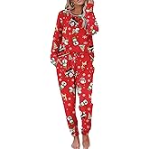 Ekouaer Pajamas Women's Long Sleeve Sleepwear with Long Pants Soft Loungewear Pj Set S-XXL