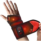 Yincook Cordless Wrist Hand Heating Pad Massage for Pain Relief, Rechargeable Heated Hand Massager for Arthritis and Carpal Tunnel, Red Light Therapy Heated Wrist Massager Wrap, Black