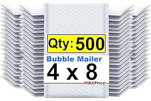 iMBAPrice 4x8 Inches White Color Polybubble Bag, 500-Pack Small Size #000 Self Seal Poly Bubble Mailers Padded Packing Envelopes (Total 500 Bags)