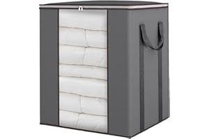 120L Extra Large Foldable Blanket Storage Bag, Reinforced Handles Lidded Clothes Storage Container, Collapsible Storage Baske