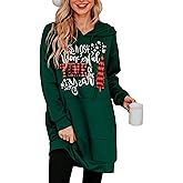 Quenteen Women Hoodies Dress Hooded Sweatshirts Dress Casual Long Sleeve Tunic Dress Oversized Sweatshirts with Pocket