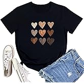 LOOKFACE Women Cute Tops Heart Graphic Tees