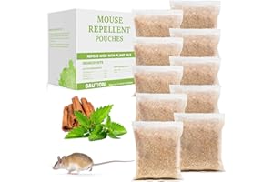 ROTIAH Mouse Repellent Pouches, 10 Pack Peppermint Oil Mice Deterrent for Indoor Outdoor, Natural Repellent Keep Squirrel Spider Pests Repel Rats Away from Home, Safe for Pets & Family