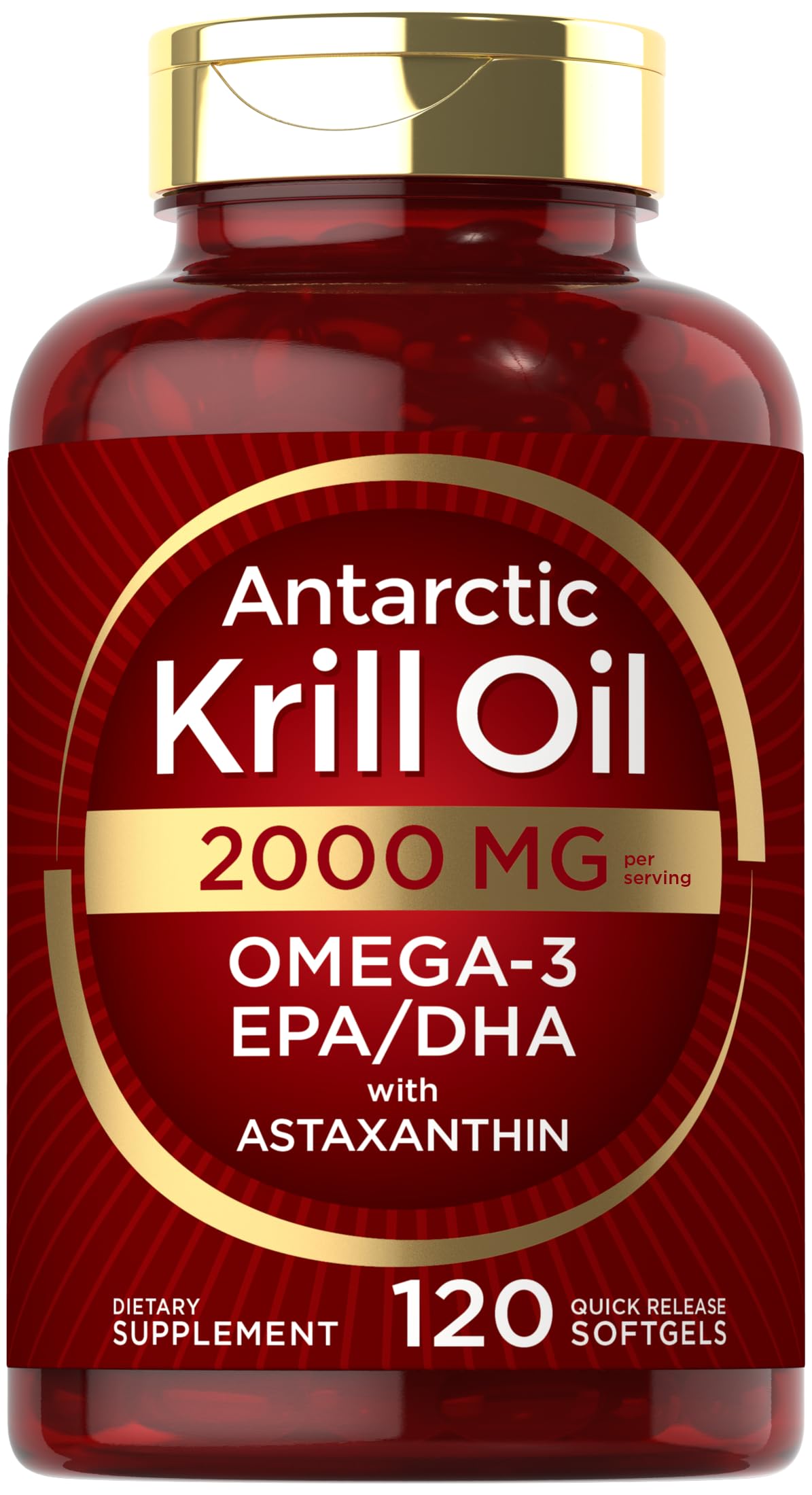 Carlyle Antarctic Krill Oil 2000 mg 120 Softgels | Omega-3 EPA, DHA, with Astaxanthin Supplement Sourced from Red Krill | Maximum Strength | Laboratory Tested