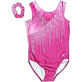 Destira Decadence Gymnastics Leotard For Girls, Raspberry Pink Tank With Dazzling Crystals - GIRLS/CHILD Sizes