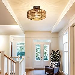 MAYNA 11.8" Rattan Ceiling Light