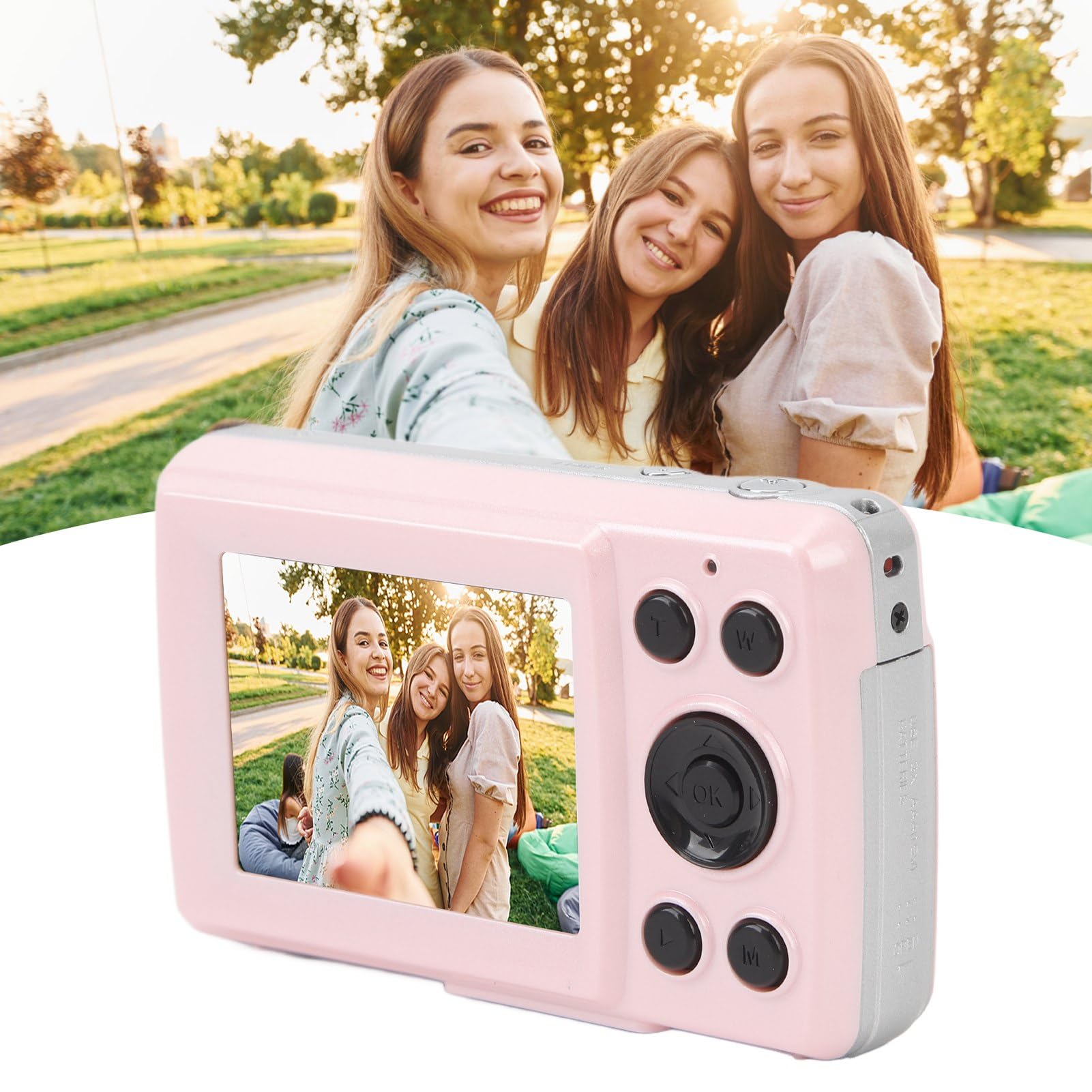 Digital Camera, 1080P Camera for Kids, 16MP Digital Point and Shoot Camera, 16X Zoom, Anti Shake, Compact Small Travel Camera for Girls Boys Student Teens (Roseate)
