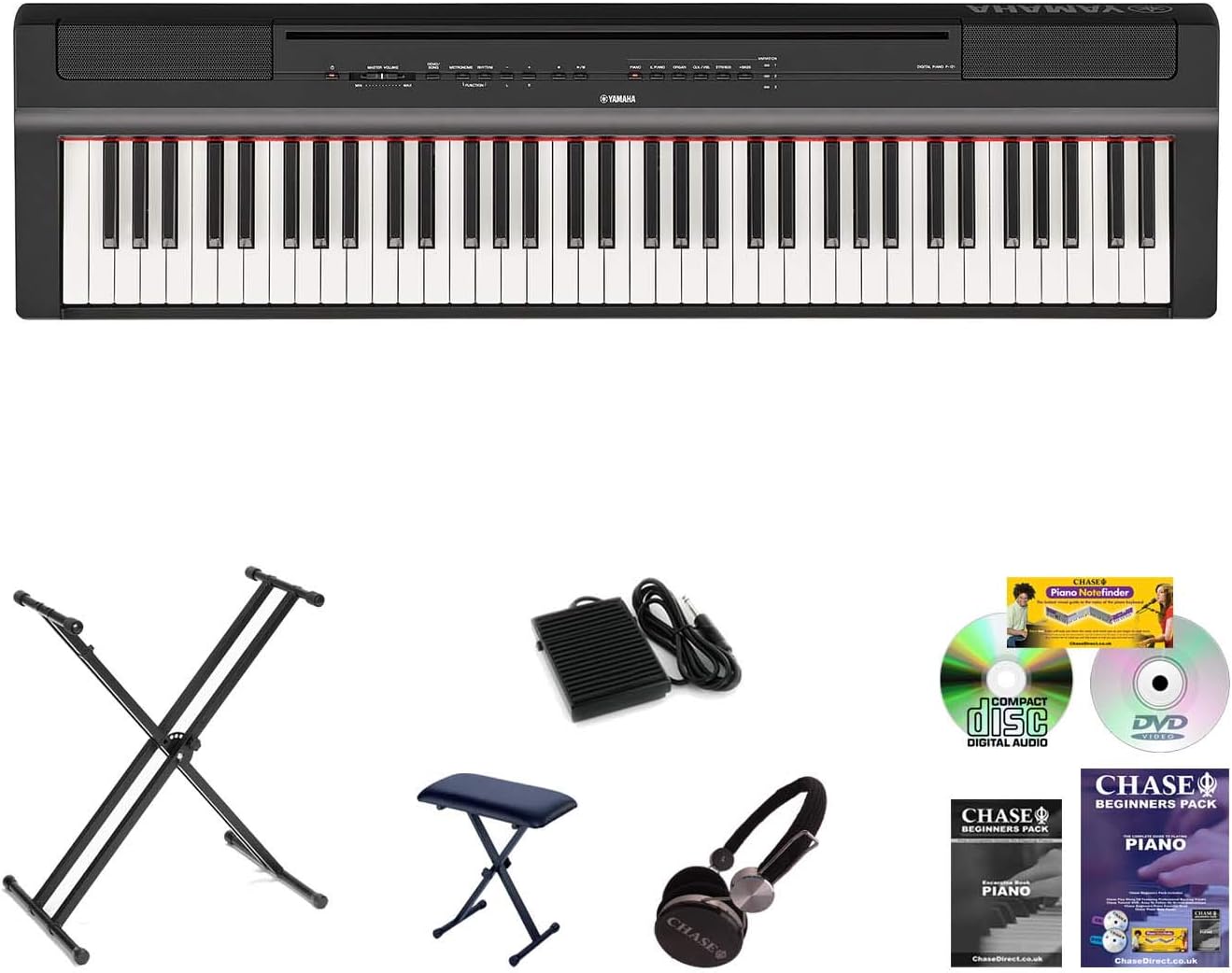 New Model Yamaha P121 Digital Stage Piano In Black Now With Double Xx Stand Bench Headphones Beginner S Book Cd Dvd Power Supply Music Rest Amazon Co Uk Musical Instruments