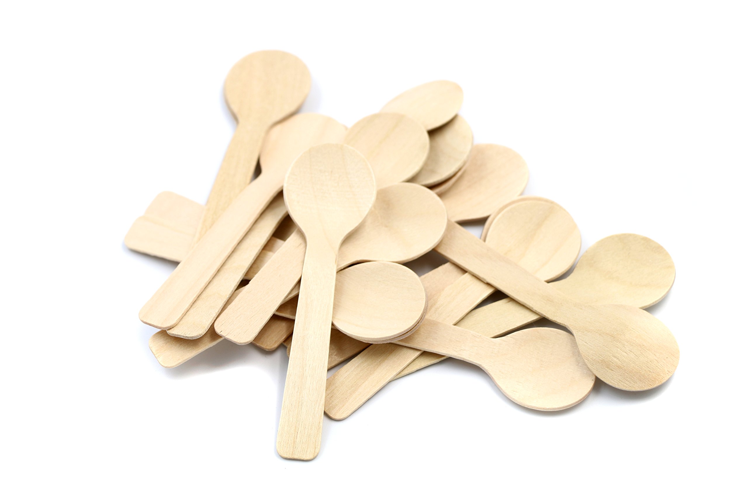 Photo 1 of COOBL 3.9 Inches Mini Kitchen Wooden Ice Cream Dessert Spoons Disposable Wood Cutlery Tableware,Pack of 100