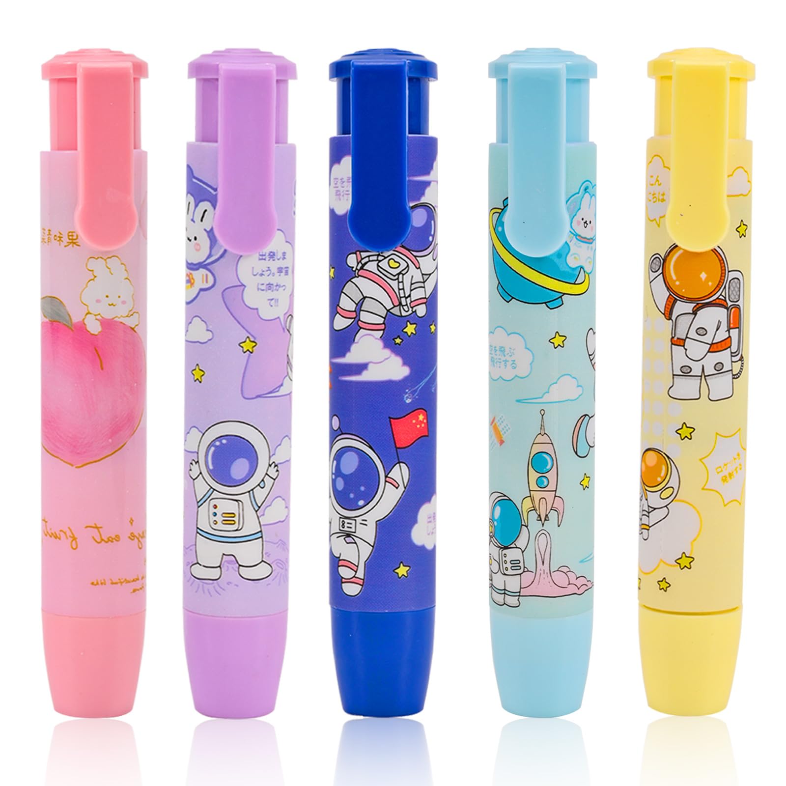 Photo 1 of xflyxin 5 Piece Retractable Pencil Eraser, Kawaii Eraser, Cute Eraser, Fun Eraser, Student Writing Back to School Supplies, Suitable for Children Over 7 Years Old
