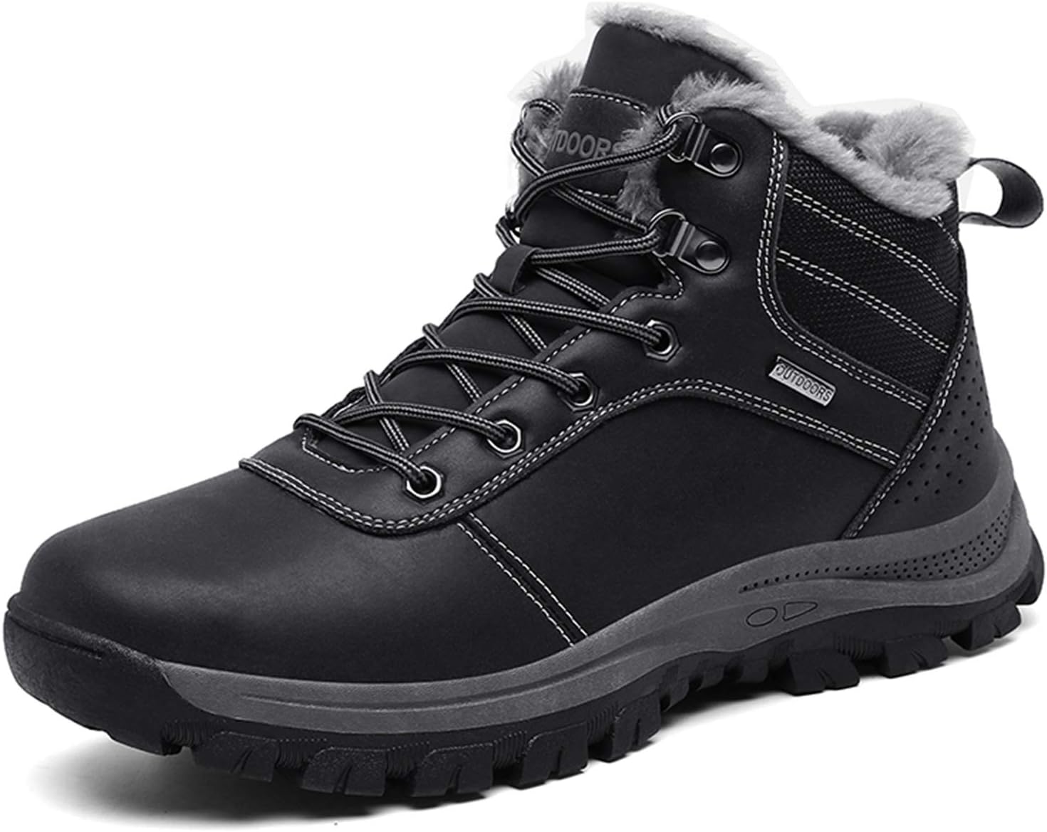 Mens Winter Boots Waterproof Warm Snow Boots Non-Slip Outdoor Trekking Shoes