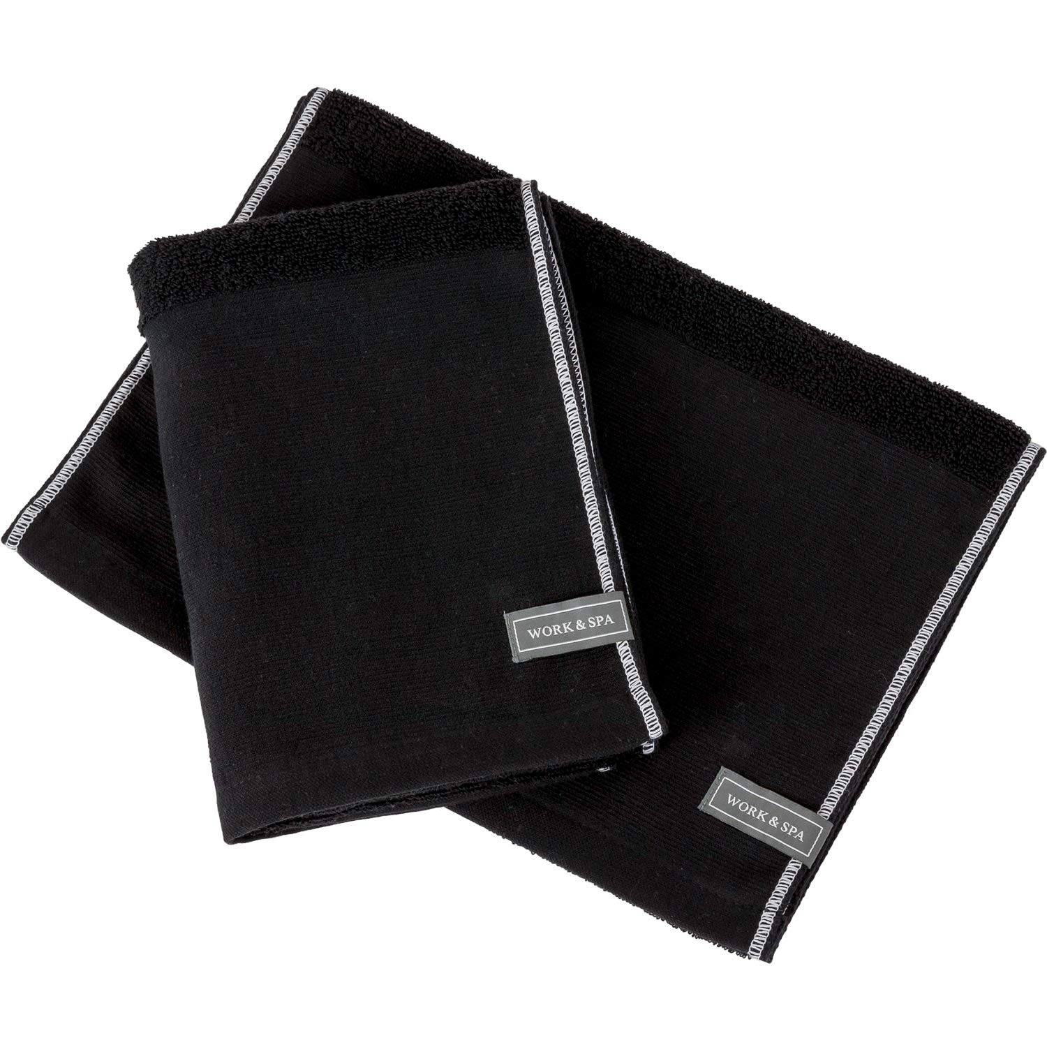 タオル研究所 [WORK&SPA] #008 薄手 ライトユース ロングフェイスタオル ブラック 2枚セット 吸水 耐久性 タフ使用 頭に巻きやすい ジム アウトドア 【選べる3色】商品画像