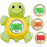 Baby Bath Thermometer, Digital Water Temperature Thermometers with 3 Color Backlit and Temperature Warning, Safety Bath Tube 