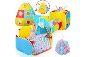 5Pack Play Tent for Toddler Kids with 50 Balls,Indoor Playground - Foldable Pop Up Tents with Carry Bag, Outdoor Playhouse wi