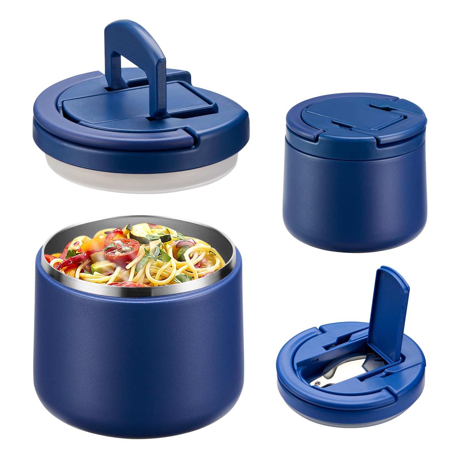 Photo 1 of Soup Thermo for Hot Food Kids 14oz Lunch Containers with Buckle Lid Wide Mouth Hot Food Jar Vacuum Insulated Stainless Steel Bento Box Leakproof with Spoon(Blue)