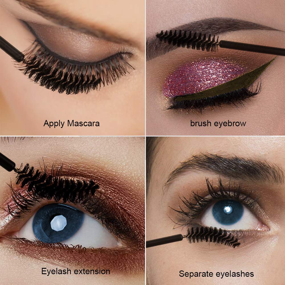 Disposable Makeup Applicators, Teenitor 100Pcs Lipstick Applicator Wands& 100Pcs Eyelash Mascara Wands Lip Gloss Lipstick Tester Eye Lash Brush Halloween Makeup: Beauty