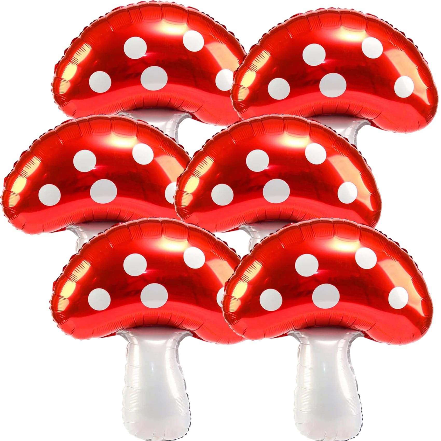 Photo 1 of 6PCS Large-Mushroom-Balloons Super Red Mushroom Balloons Red Foil Video Game Mushrooms Balloon Birthday Party Decorations for Boys Girls Party Supply