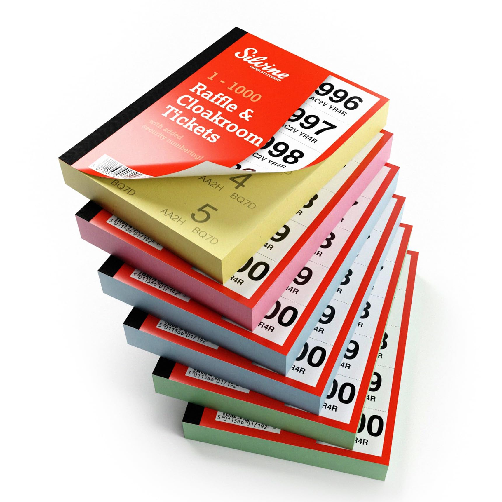 Silvine Cloakroom/Raffle Tickets, Numbered 1-1000 with Security Numbering. Ref CRT1000 [Pack of 6]