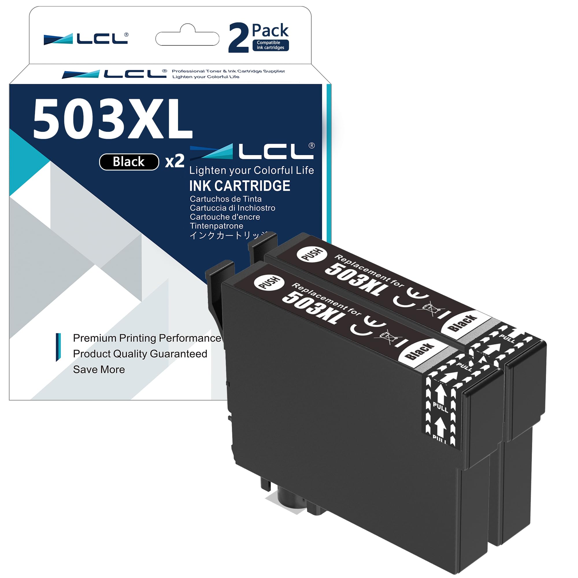 LCL 503 XL 503XL Black High Yield Ink Cartridge Replacement for Epson 503XL Replacement for Epson Expression Home XP-5200 XP-5205 XP5200 Workforce WF-2960 WF-2965 WF-2960DWF WF-2965DWF (2 Pack)