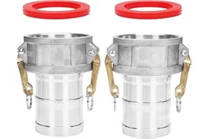 DERPIPE Aluminum PartC Camlock Fitting - 4" Female Cam lock x 4" Hose Shank Type C Cam Groove Hose Quick Disconnects Adapter (pack of 2)