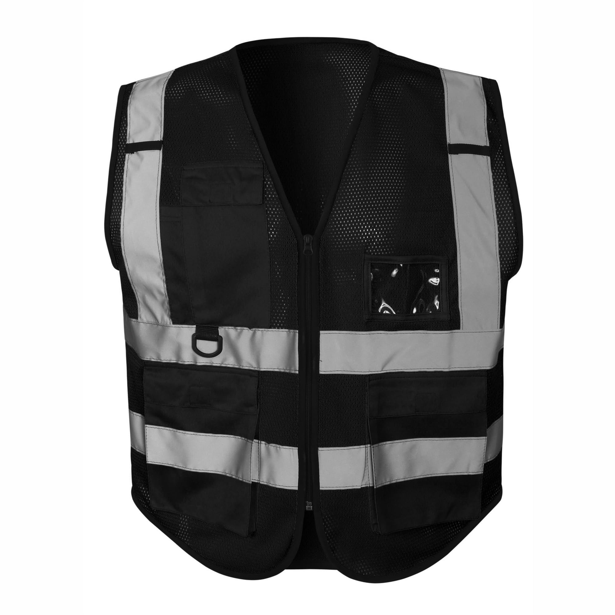 Hi Vis Vest Reflective High Visibility Work Wear Vest Zip Up Multi Pockets Executive Waistcoat S-3XL