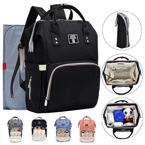 Lekebaby Unisex Nappy Backpack with Changing Mat Baby Changing Bag for