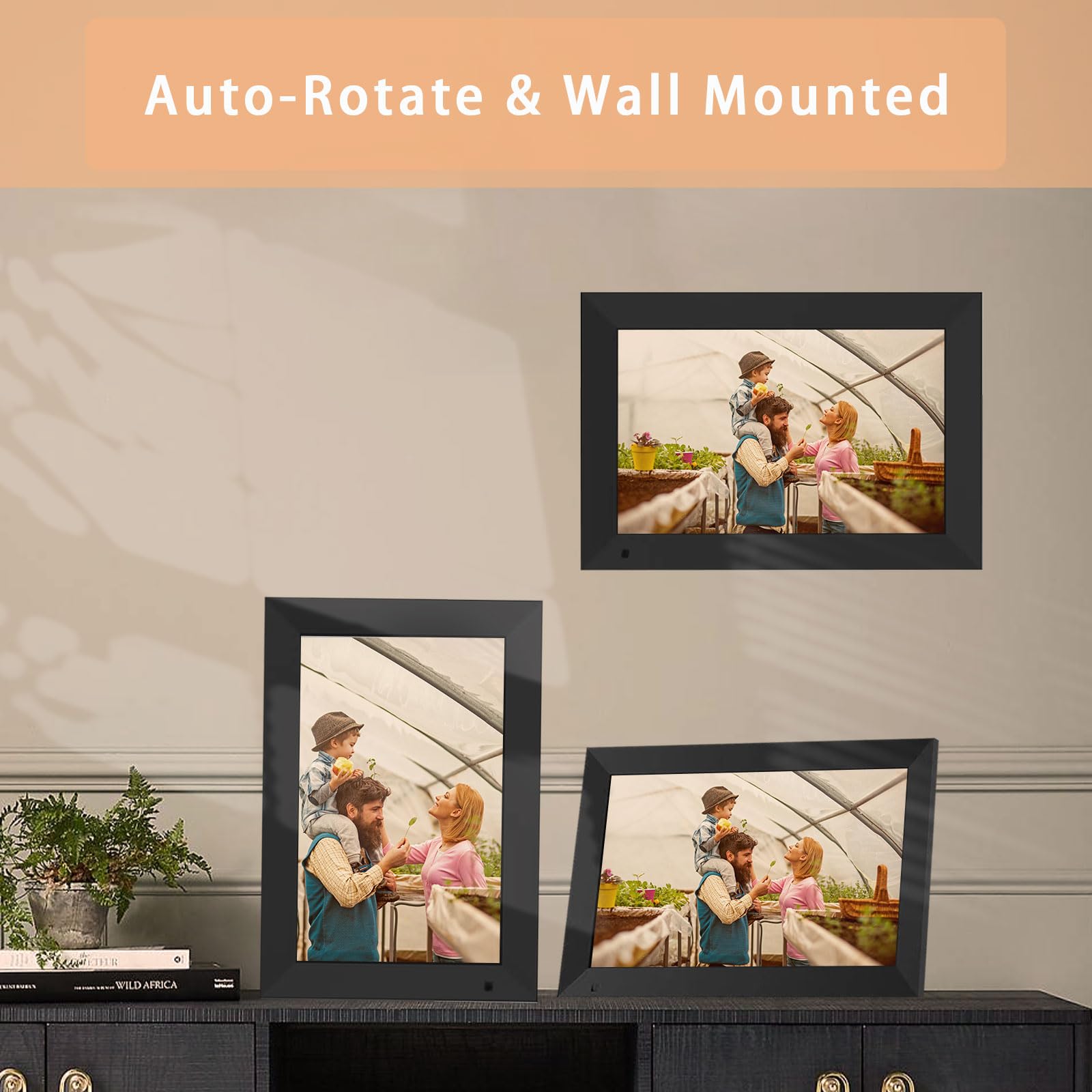 2 PCS Digital Picture Frame, PULLOON 10.1 Inch WiFi Digital Photo Frame with HD Touch Screen, Auto-Rotate, Wall Mountable, Built-in 32GB Storage, Easy Setup to Share Photo and Video Instantly via App