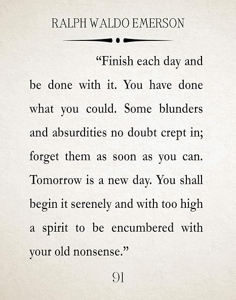 Citation De Ralph Waldo Emerson Citation Finish Each Day Citation Inspirante Citation De Recuperation X 30 Amazon Ca Maison Et Cuisine