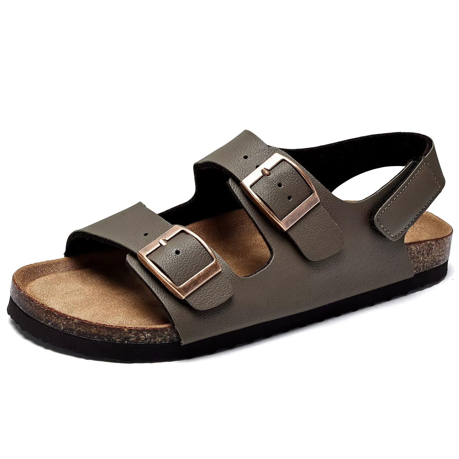 Photo 1 of Torotto Toddler Kids Sandals Boys Girls Cork Footbed Sandals with Adjustable Buckle Casual Slides Open Toes Flat(LHJ385/Dark brown,33)