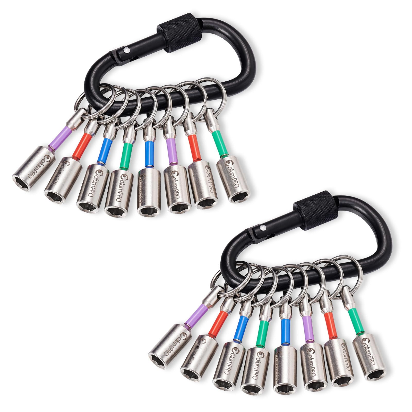 ColumPRO Magnetic Drill Bit Holder Keychain 2 Set (16PCS), One-Handed Operation Design 1/4’’ Hex Shank Screwdriver Bit Holders for Tool Storage for DIY Workers