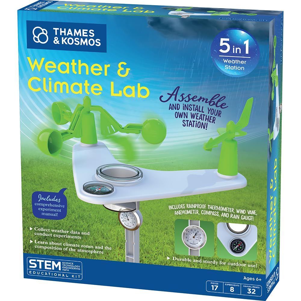 Thames & Kosmos - Weather & Climate Lab - Kids Science Kits, Learning Resources About Physics and Engineering, STEM Toys for Science Experiments, Ages 6+, White