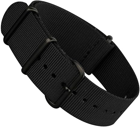 Negro Infantry Mod NATO Tejido de Nylon Generic G10 4 anillas Correa Band Negro Hebilla de reloj, negro, 20 mm