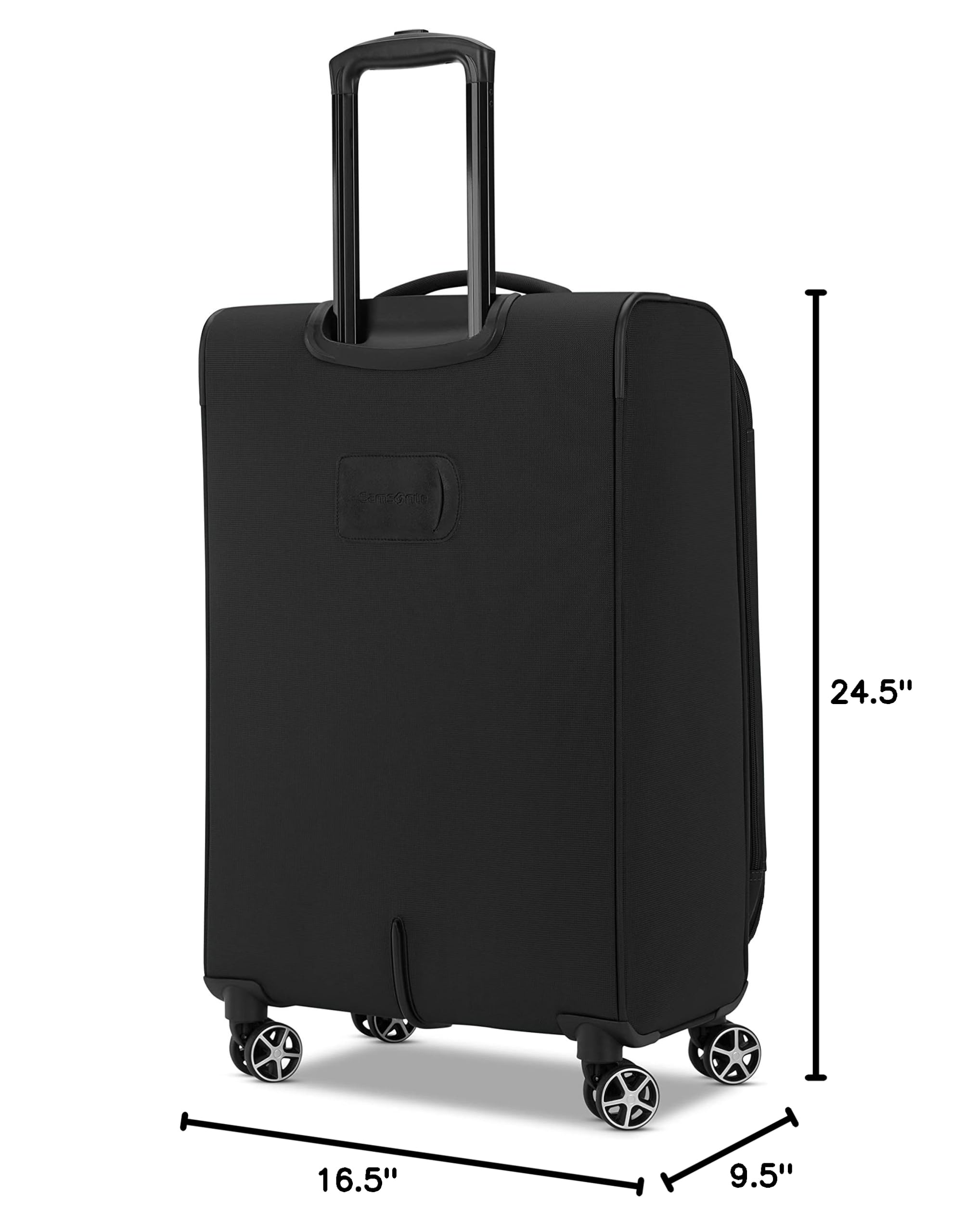Samsonite Saire LTE Softside Expandable Luggage with Spinner Wheels, Black, Medium Checked Suitcase