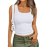 Trendy Queen Womens Summer Tank Tops Square Neck Ribbed Sleeveless Basic Crop Going Out Slim Fitted Y2k Clothes 2025