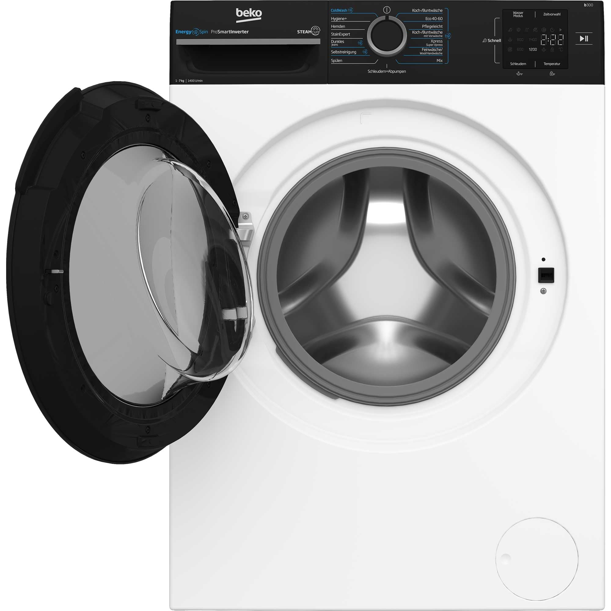 Beko BM3WFU3741R Waschvollautomat, Waschmaschine, 7 kg, EnergySpin, Schleuderwahl 1400 U/min, SteamCure Dampffunktion, allergikergeeignet, AquaWave Schontrommel, Weiß 6