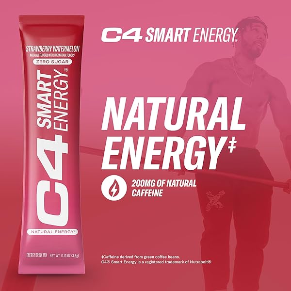 C4 SMART ENERGY POWDER STICK PACKS – SUGAR FREE PERFORMANCE FUEL & NOOTROPIC BRAIN BOOSTER, COFFEE SUBSTITUTE OR ALTERNATIVE | STRAWBERRY WATERMELON – 14 COUNT