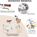 Glerc 12 Inch Kids Bike for Girls 3 4 5 Years Basket Bell Stabilisers White view 3