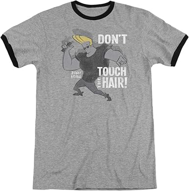 Amazon Com Johnny Bravo Cartoon Network Series Don T Touch Hair Adult Ringer T Shirt Tee Clothing