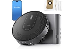 Enboya D60+ Robot Vacuum Cleaner with Self-Empty Base, Stores up to 60 Days of Dust, Powerful 5000Pa Suction, Wi-Fi/App/Alexa Control, Robotic Vacuum Ideal for Hard Floors,Carpets and Pet Hair